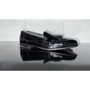 Stacy Adams Sabola Mens Snakeskin Casual Dress Tassel Loafers Size 15 WIDE Black